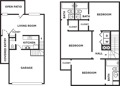 Three Bedrooms / Three and 1/2 Baths*